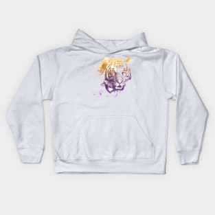 Tiger Superimposed Watercolor Kids Hoodie